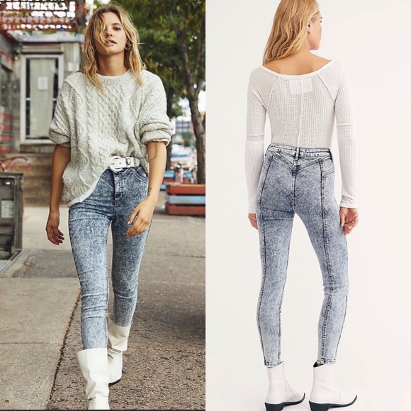 Riley Seamed Acid Wash Skinny Jeans 